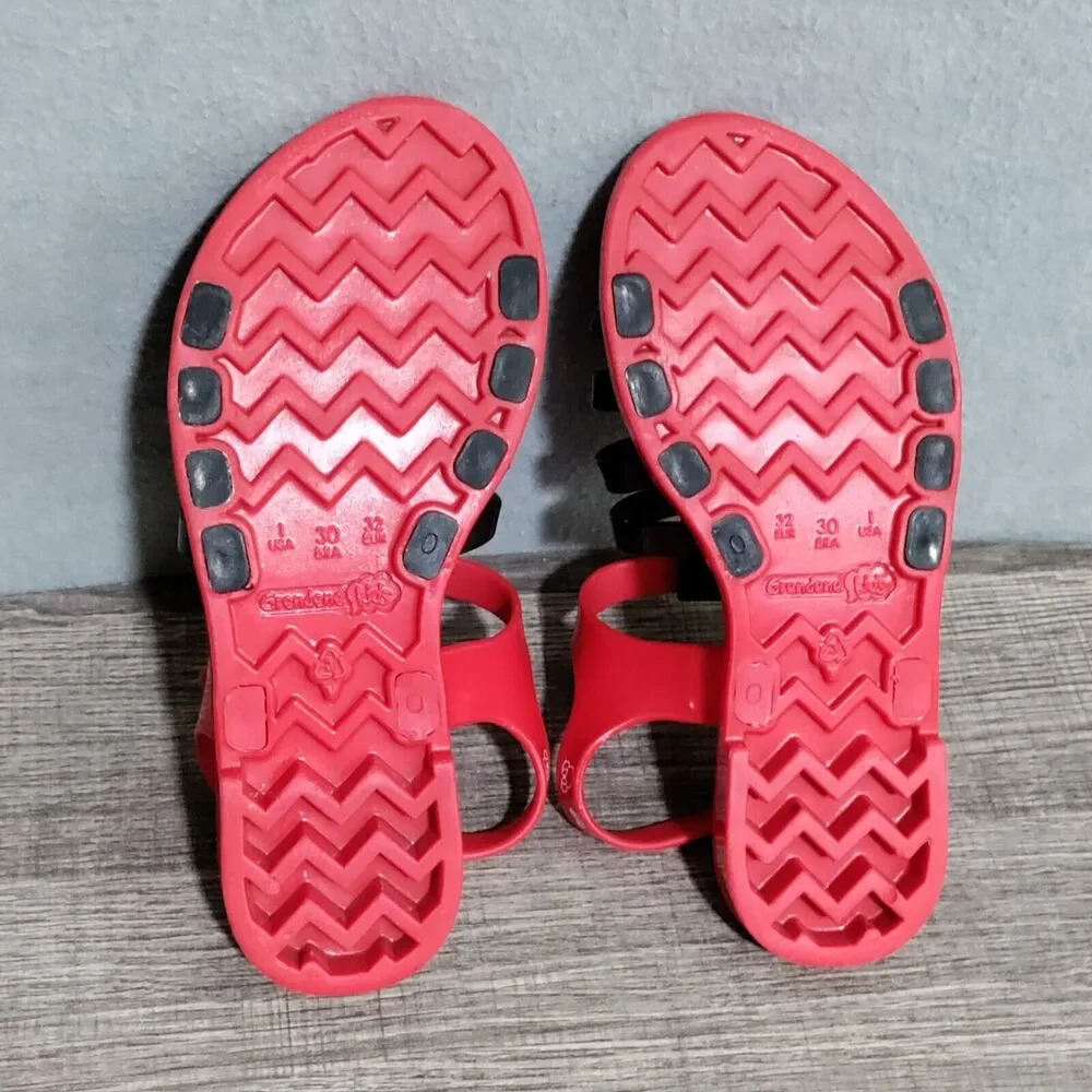 Grendene Kids Disney Minnie Mouse‎ Sandals Size 1 US Red Black Strappy